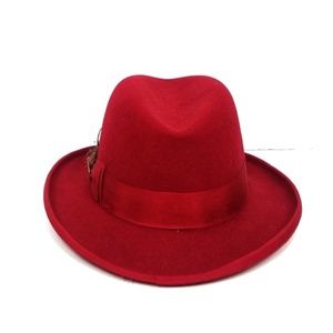 stacy adams classy red wool fedora hat size M